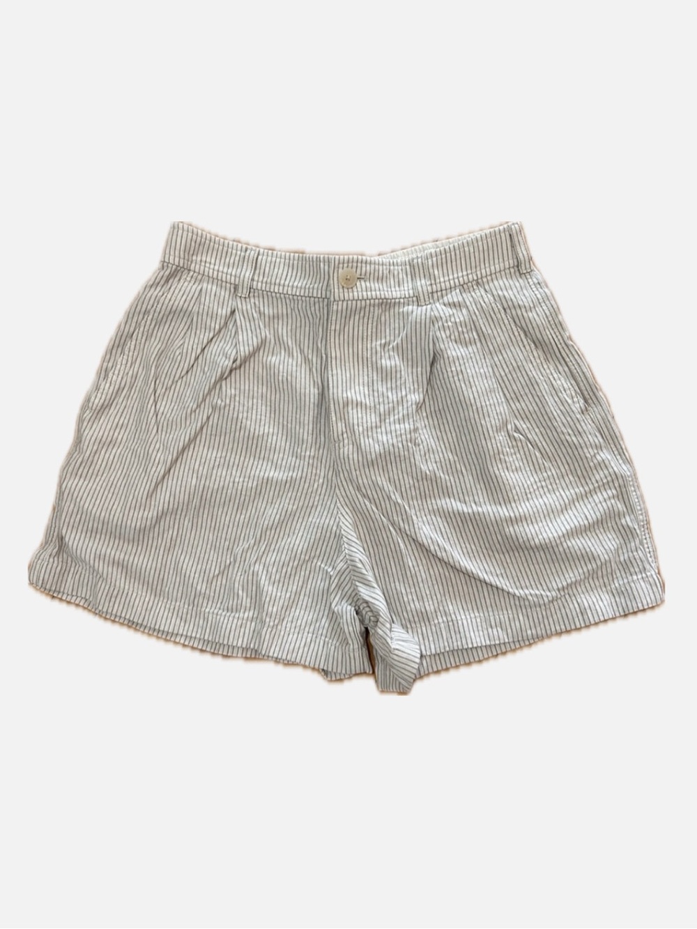 Uniqlo White and Gray Pinstripe High-Waist Women’s Shorts